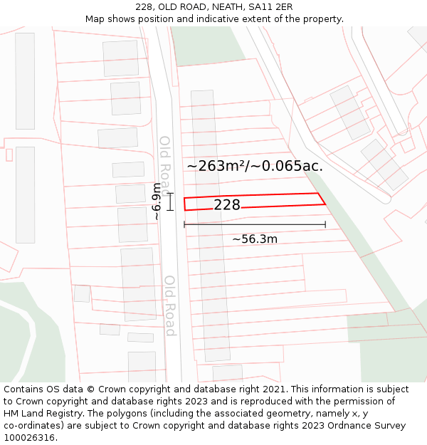 228, OLD ROAD, NEATH, SA11 2ER: Plot and title map