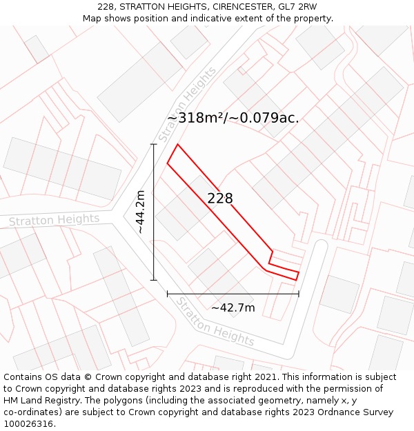 228, STRATTON HEIGHTS, CIRENCESTER, GL7 2RW: Plot and title map