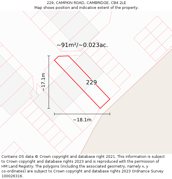 229, CAMPKIN ROAD, CAMBRIDGE, CB4 2LE: Plot and title map
