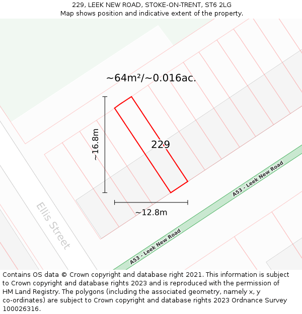 229, LEEK NEW ROAD, STOKE-ON-TRENT, ST6 2LG: Plot and title map