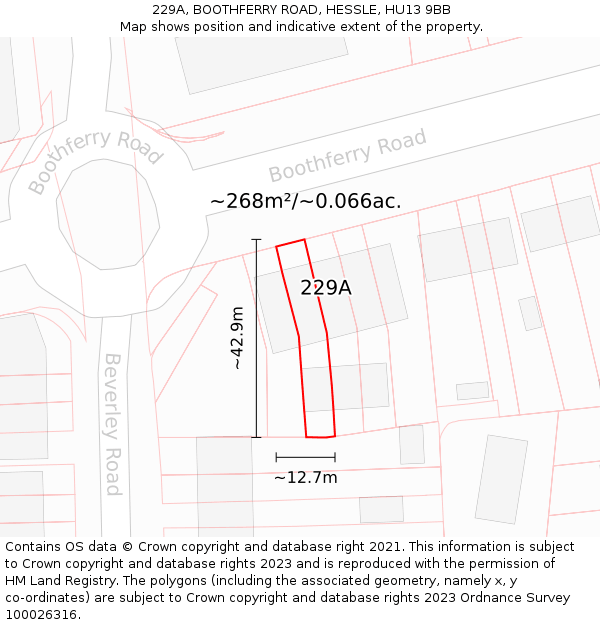 229A, BOOTHFERRY ROAD, HESSLE, HU13 9BB: Plot and title map