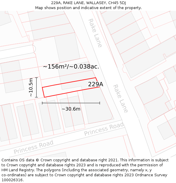 229A, RAKE LANE, WALLASEY, CH45 5DJ: Plot and title map