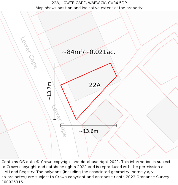 22A, LOWER CAPE, WARWICK, CV34 5DP: Plot and title map