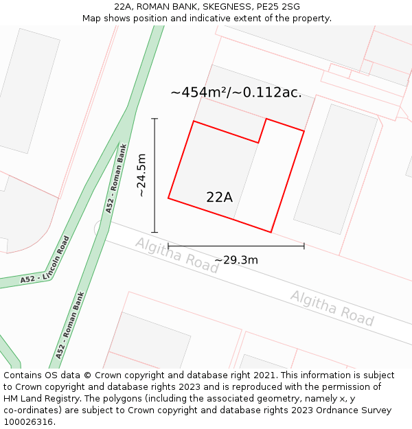 22A, ROMAN BANK, SKEGNESS, PE25 2SG: Plot and title map