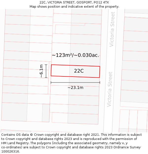 22C, VICTORIA STREET, GOSPORT, PO12 4TX: Plot and title map