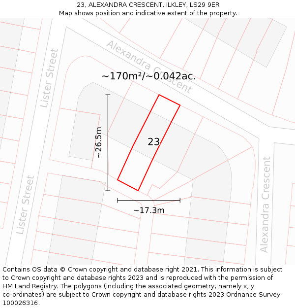 23, ALEXANDRA CRESCENT, ILKLEY, LS29 9ER: Plot and title map