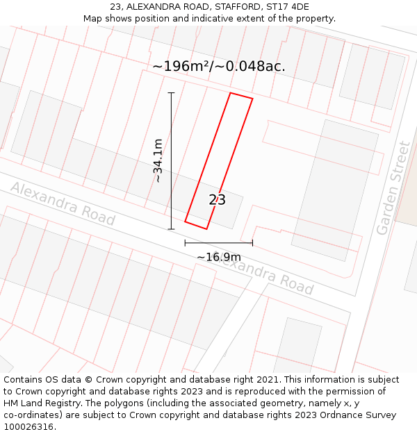 23, ALEXANDRA ROAD, STAFFORD, ST17 4DE: Plot and title map