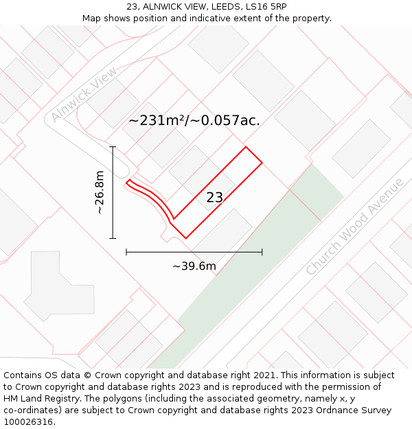 23, ALNWICK VIEW, LEEDS, LS16 5RP: Plot and title map