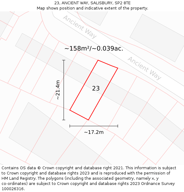 23, ANCIENT WAY, SALISBURY, SP2 8TE: Plot and title map