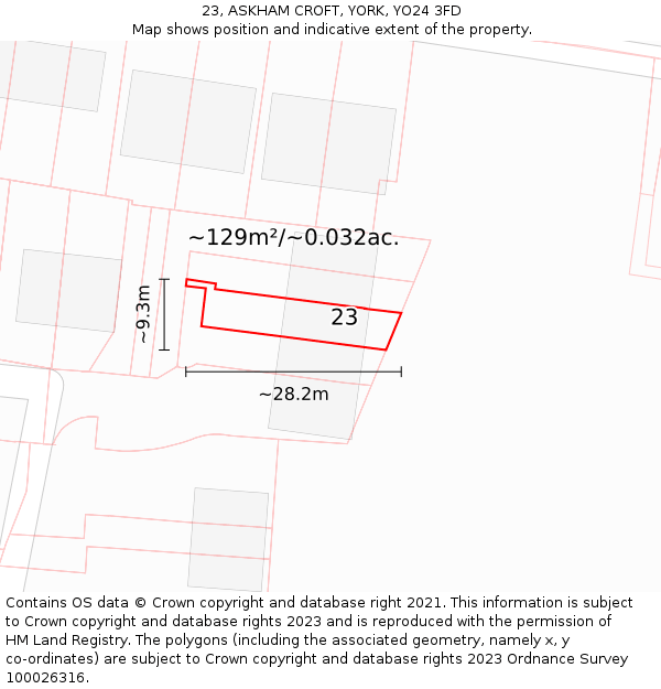 23, ASKHAM CROFT, YORK, YO24 3FD: Plot and title map