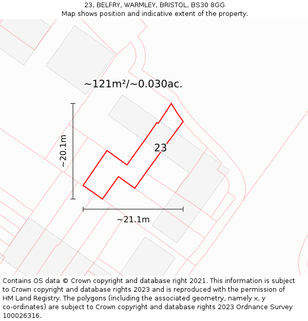 23, BELFRY, WARMLEY, BRISTOL, BS30 8GG: Plot and title map