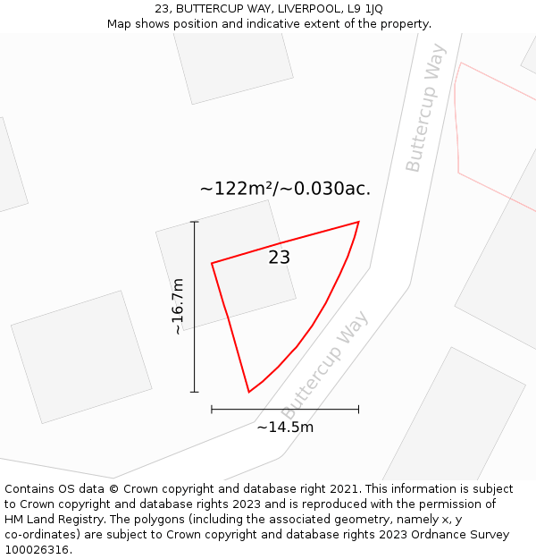 23, BUTTERCUP WAY, LIVERPOOL, L9 1JQ: Plot and title map