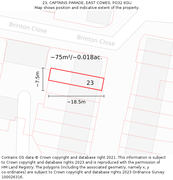 23, CAPTAINS PARADE, EAST COWES, PO32 6GU: Plot and title map