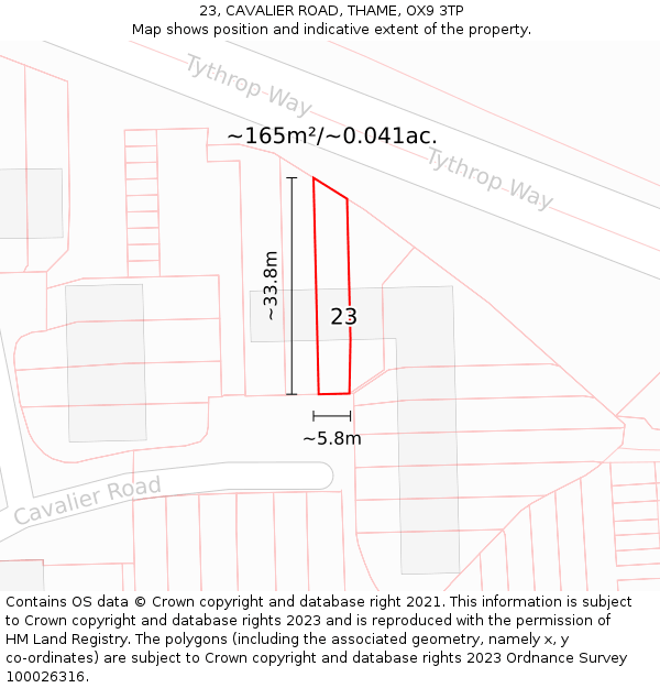 23, CAVALIER ROAD, THAME, OX9 3TP: Plot and title map