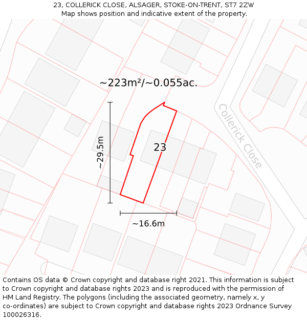 23, COLLERICK CLOSE, ALSAGER, STOKE-ON-TRENT, ST7 2ZW: Plot and title map
