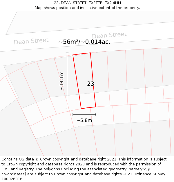 23, DEAN STREET, EXETER, EX2 4HH: Plot and title map