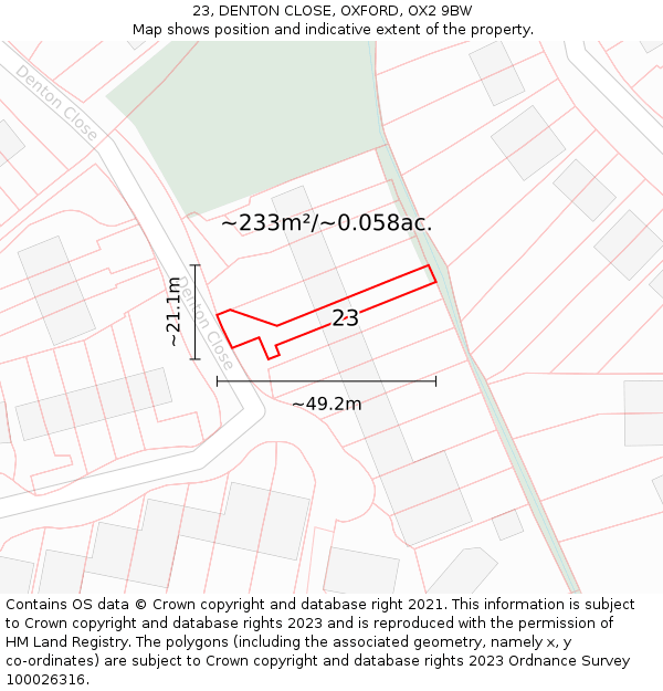 23, DENTON CLOSE, OXFORD, OX2 9BW: Plot and title map