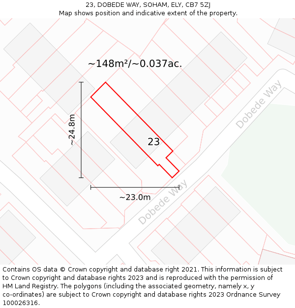 23, DOBEDE WAY, SOHAM, ELY, CB7 5ZJ: Plot and title map