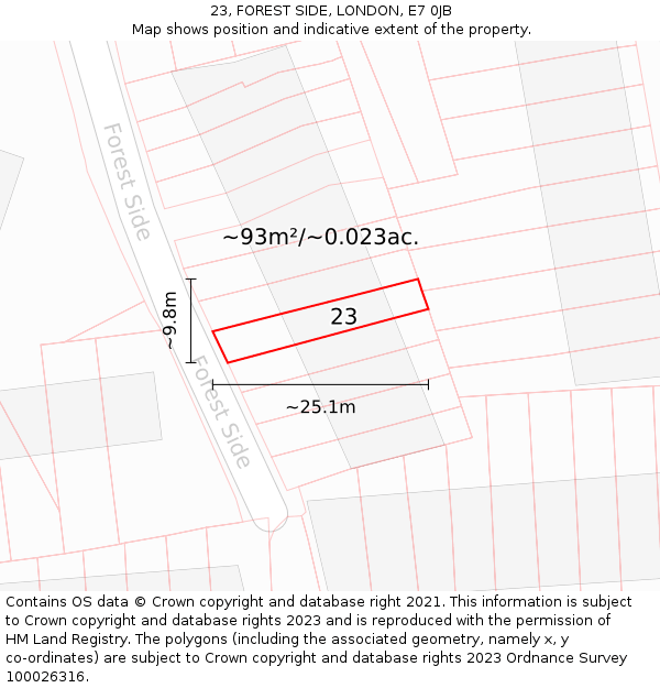 23, FOREST SIDE, LONDON, E7 0JB: Plot and title map