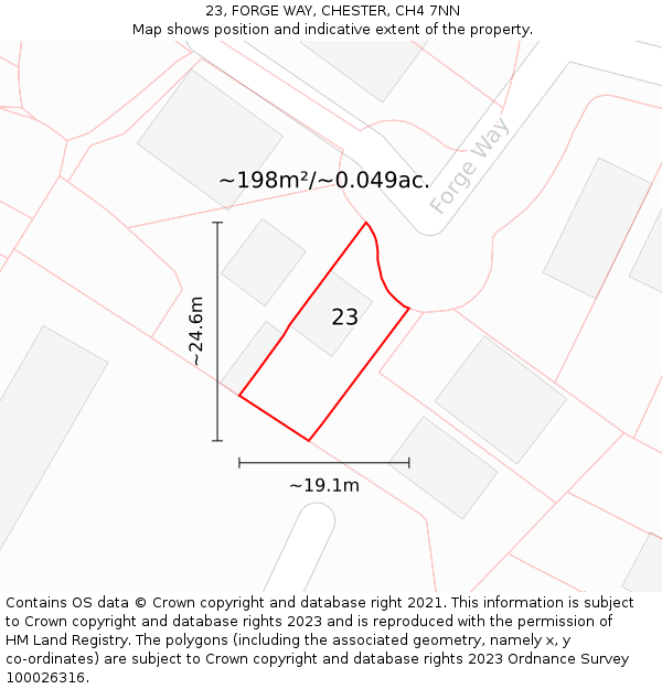 23, FORGE WAY, CHESTER, CH4 7NN: Plot and title map