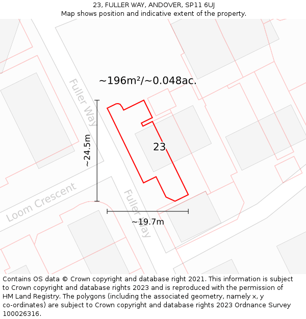 23, FULLER WAY, ANDOVER, SP11 6UJ: Plot and title map