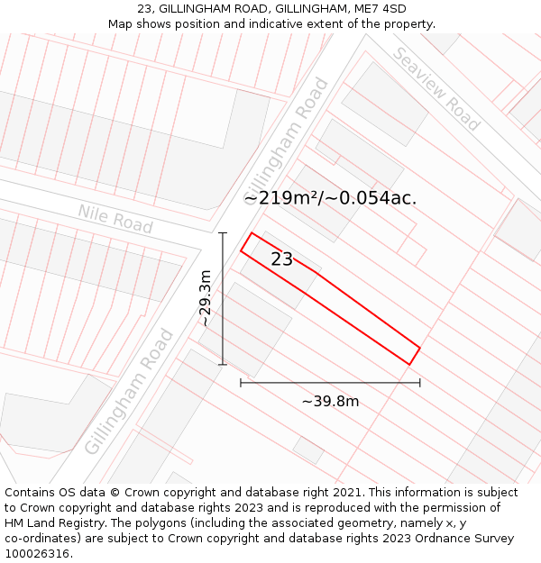 23, GILLINGHAM ROAD, GILLINGHAM, ME7 4SD: Plot and title map