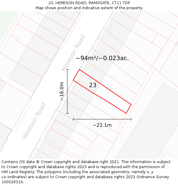 23, HERESON ROAD, RAMSGATE, CT11 7DP: Plot and title map
