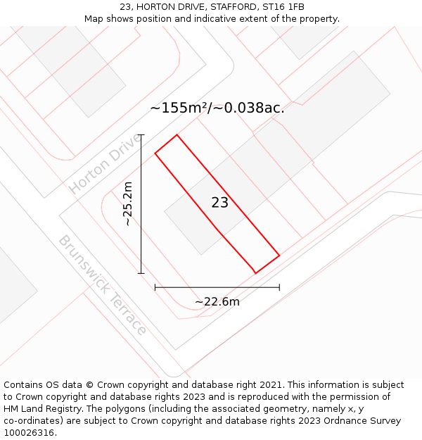23, HORTON DRIVE, STAFFORD, ST16 1FB: Plot and title map