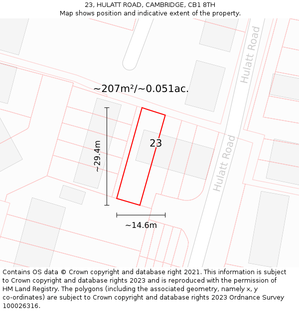 23, HULATT ROAD, CAMBRIDGE, CB1 8TH: Plot and title map