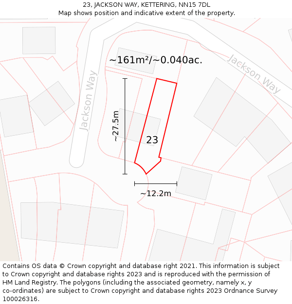 23, JACKSON WAY, KETTERING, NN15 7DL: Plot and title map