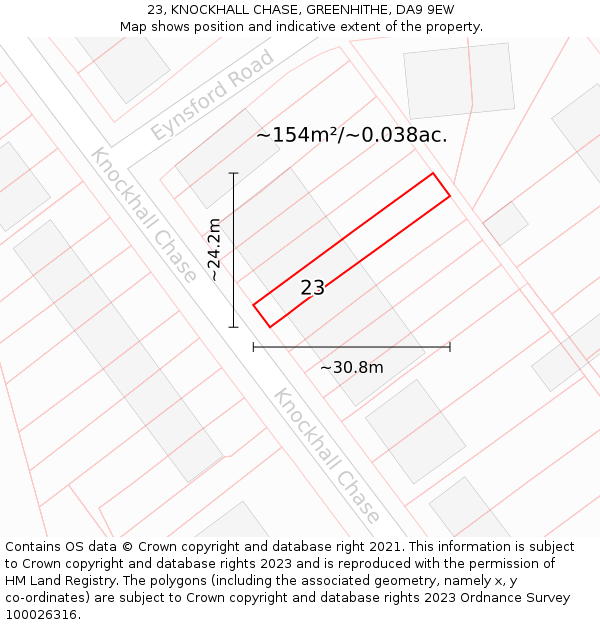 23, KNOCKHALL CHASE, GREENHITHE, DA9 9EW: Plot and title map