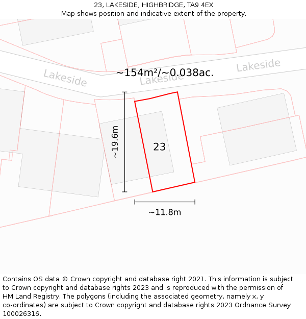 23, LAKESIDE, HIGHBRIDGE, TA9 4EX: Plot and title map