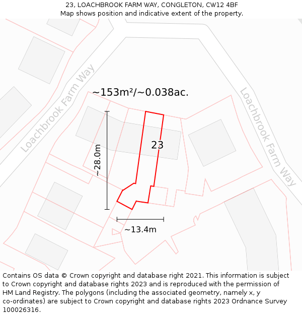 23, LOACHBROOK FARM WAY, CONGLETON, CW12 4BF: Plot and title map