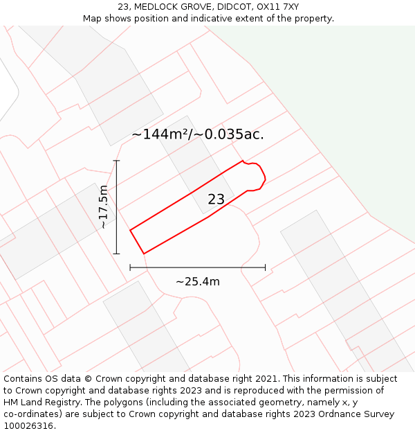 23, MEDLOCK GROVE, DIDCOT, OX11 7XY: Plot and title map