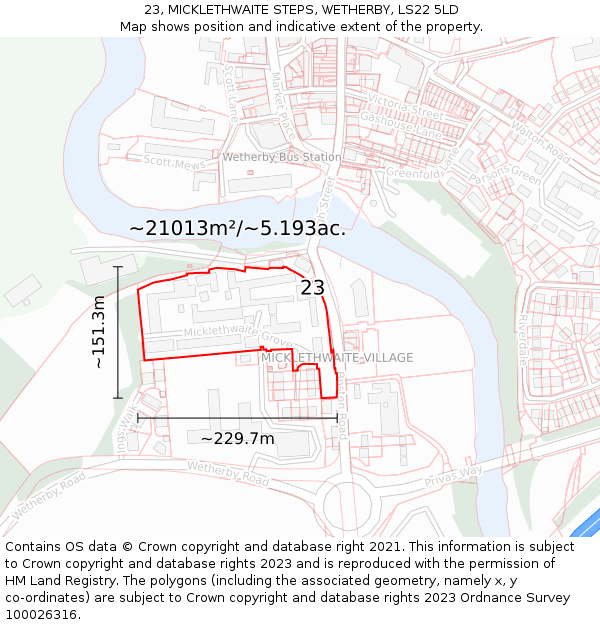 23, MICKLETHWAITE STEPS, WETHERBY, LS22 5LD: Plot and title map