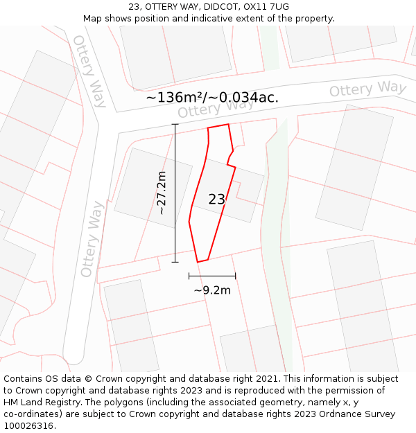 23, OTTERY WAY, DIDCOT, OX11 7UG: Plot and title map