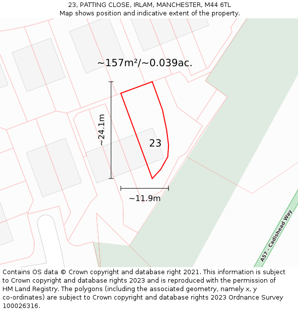 23, PATTING CLOSE, IRLAM, MANCHESTER, M44 6TL: Plot and title map