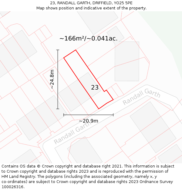 23, RANDALL GARTH, DRIFFIELD, YO25 5PE: Plot and title map