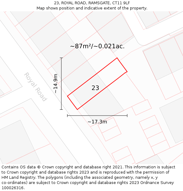 23, ROYAL ROAD, RAMSGATE, CT11 9LF: Plot and title map