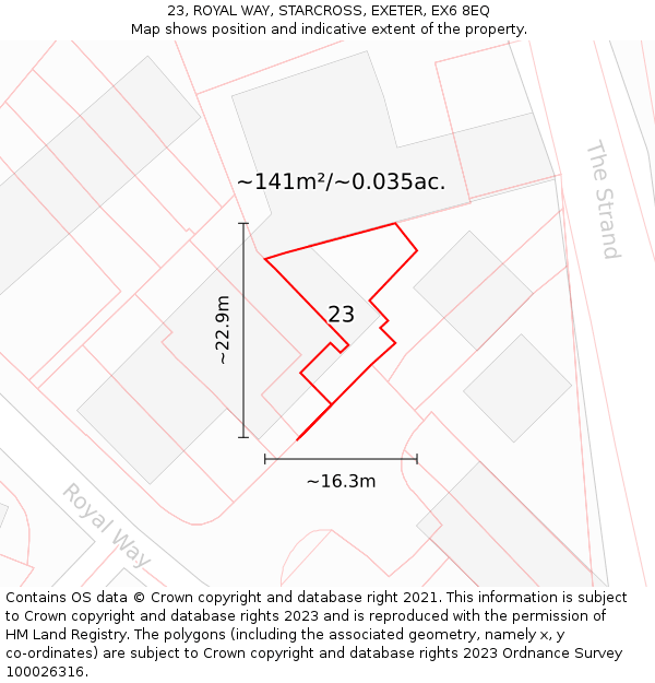 23, ROYAL WAY, STARCROSS, EXETER, EX6 8EQ: Plot and title map