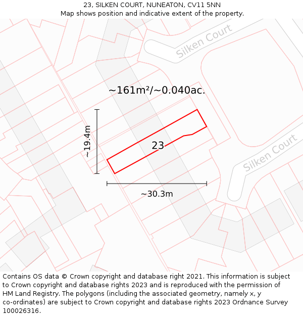23, SILKEN COURT, NUNEATON, CV11 5NN: Plot and title map