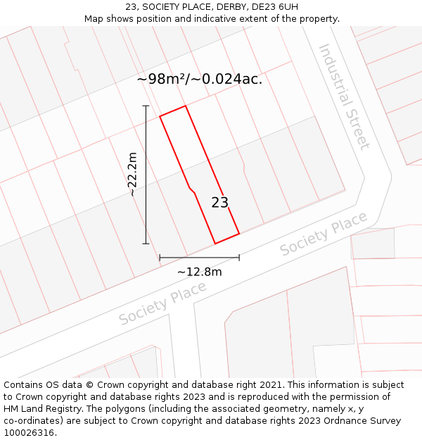 23, SOCIETY PLACE, DERBY, DE23 6UH: Plot and title map