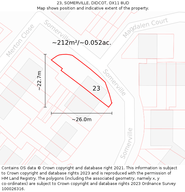 23, SOMERVILLE, DIDCOT, OX11 8UD: Plot and title map