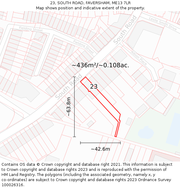 23, SOUTH ROAD, FAVERSHAM, ME13 7LR: Plot and title map