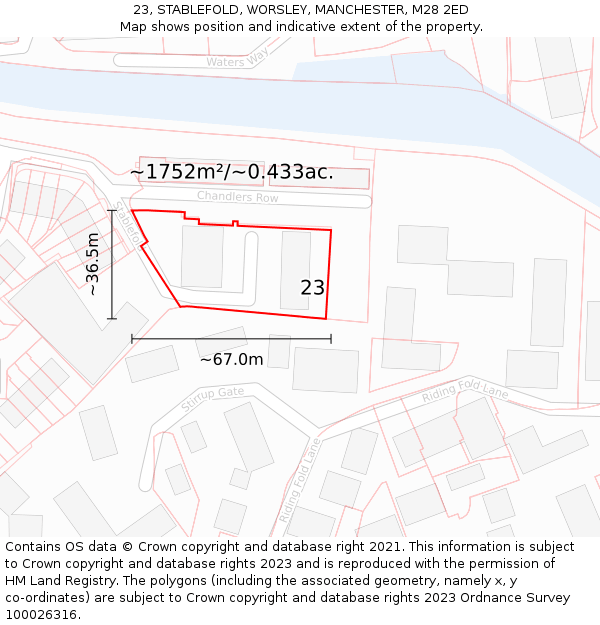 23, STABLEFOLD, WORSLEY, MANCHESTER, M28 2ED: Plot and title map