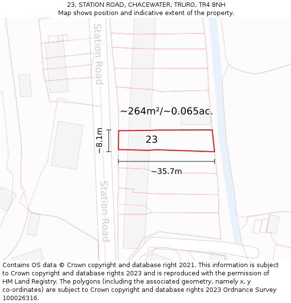 23, STATION ROAD, CHACEWATER, TRURO, TR4 8NH: Plot and title map