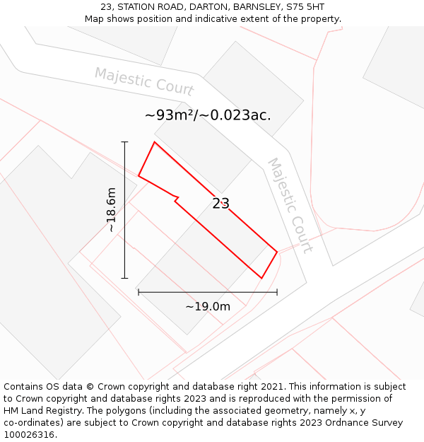 23, STATION ROAD, DARTON, BARNSLEY, S75 5HT: Plot and title map