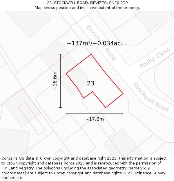 23, STOCKWELL ROAD, DEVIZES, SN10 2DP: Plot and title map