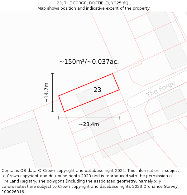 23, THE FORGE, DRIFFIELD, YO25 6QL: Plot and title map