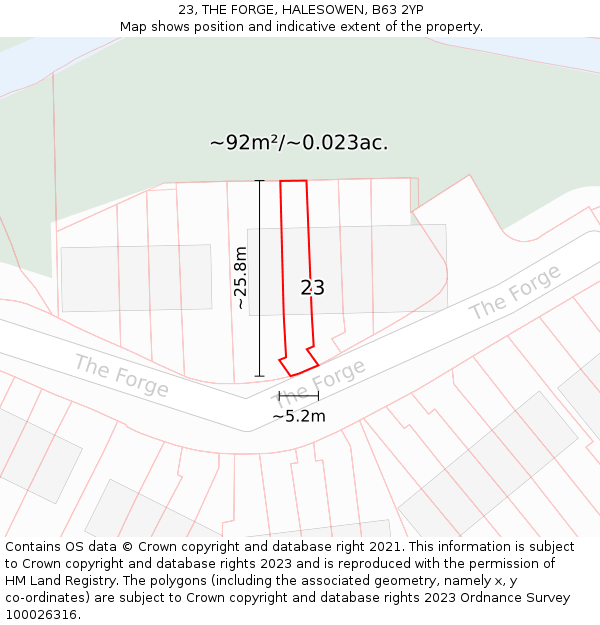 23, THE FORGE, HALESOWEN, B63 2YP: Plot and title map